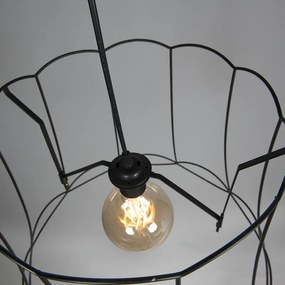 Sada 2 retro závesných svietidiel čiernych 50 cm - Granny Frame