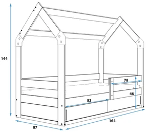 Domčeková posteľ DOMČEK 160x80 Borovica - Biela