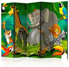 Paraván - Colourful Safari II [Room Dividers] Veľkosť: 225x172, Verzia: Akustický