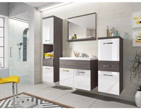Kúpeľnový nábytok Lumia, Farby: bodega / biely lesk, Sifón: so sifónom, Umývadlová batéria: Economico BYU 020M