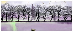 Obraz - Pramice na jazere (120x50 cm)