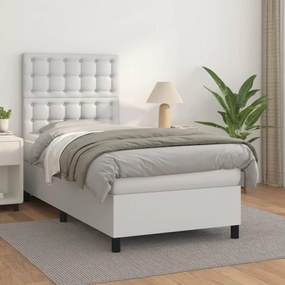 Boxspring posteľ s matracom biela 90x200 cm umelá koža 3142822