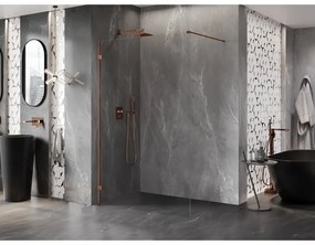 Mexen Lunar sprchová stena ľavá 80 x 200 cm, 8mm číre sklo, ružové zlato, 830-080-000-60-00-L