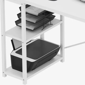 Rohový pracovný stôl s policami Leader 5.9 biely