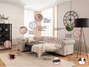 Béžová zamatová rozkladacia rohová pohovka (ľavý roh/do L) York Blik – Ropez