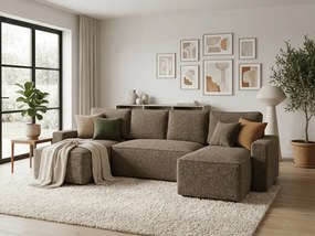 AKCE Rozkladacia sedacia súprava do U SMART BOUCLE 303x143 cm, tmavo béžová II. akosť