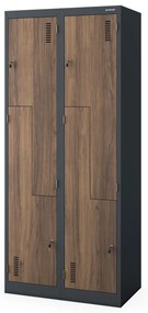 Kovová skriňa JULIA, 800 x 1850 x 450 mm, Eco Design: antracitový/ orech