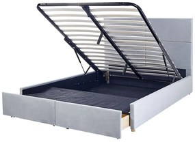 Zamatová posteľ s úložným priestorom 160 x 200 cm svetlosivá VERNOYES Beliani