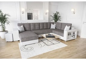 Priestranná elegantná sedačka z ekokože KAMONA - sivá / biela