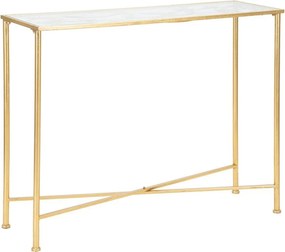 Biely/v zlatej farbe konzolový stolík so sklenenou doskou 35x100 cm Butterflies – Mauro Ferretti