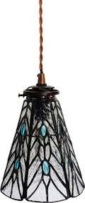 Závesná Tiffany lampa modré kamienky BlueEye - Ø 15*115 cm E14/max 1*25W