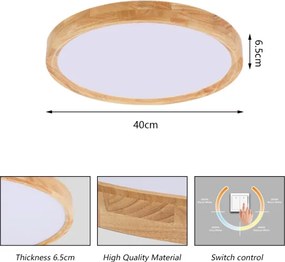 Brilagi - LED Stropné svietidlo WOODROUND LED/30W/230V 3000/4000/6000K pr. 40 cm