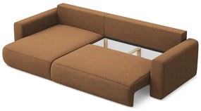 Terakotová rozkladacia/s úložným priestorom rohová pohovka (ľavý roh/s leňoškou) Kapua – Makamii