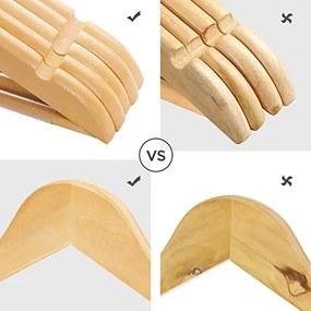 Sada 20 ks vešiakov z masívneho dreva so zárezmi, prírodná farba a háčik ružové zlato