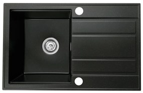 Gamma Modern 6040, 1-komorový granitový drez 580x420x185 mm s krátkym odkvapkávačom, čierna so zlatými bodmi, GMA-ZM-6040-GD