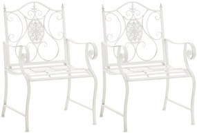 Kovová stolička Punjab s područkami (SET 2 ks) - Biela antik