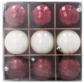 Vianočné gule 9ks 8cm Burgundy