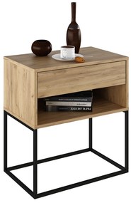 Nočný/príručný stolík, dub artisan/čierna, ARTI TYP 2