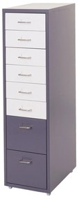 Zásuvková skrinka Boston T851 - 110x28x41cm, 8 zásuviek - tmavosivá biela-tmavosivá