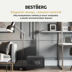 Digitálny trezor BestBerg BBSB-1C / 20 x 31 x 20 cm / čierny