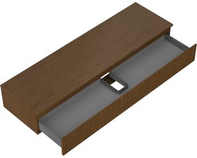 Mexen Rivel, kúpeľňová skrinka 160 cm s hornou časťou, 1 zásuvka, drážkovaná, orech, 91A20-16023-1-BFC86