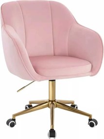 LuxuryForm DESIGN Stolička AVOLA VELUR na zlatej podstave s kolieskami - svetlo ružová
