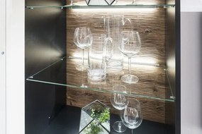 Obývacia stena Boston, čierna/dub ribbeck, s osvetlením