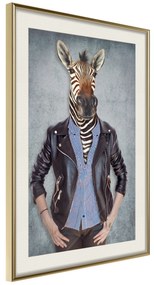 Artgeist Plagát - Zebra Ewa [Poster] Veľkosť: 20x30, Verzia: Zlatý rám s passe-partout