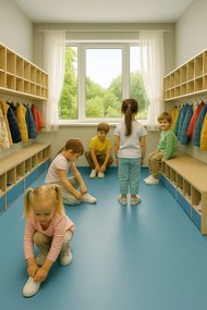 Lentex, PVC podlaha - lino Flexar PUR 603-10 modrá, na mieru, šíře 2m,4m, modrá, bez podkladu, kancelária