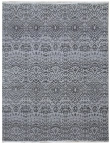 Diamond Carpets India, Ručne viazaný kusový koberec Diamond DC-EKT L silver / black, 245x305, šedá, chodba / predsieň