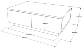 Konferenčný stolík Listerie (dub + biela). Vlastná spoľahlivá doprava až k Vám domov. 1089471