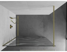 Mexen Kioto, sprchová zástena Walk-In 100 x 200 cm, 8mm číre sklo biely vzor, zlatý matný profil, 800-100-101-55-97