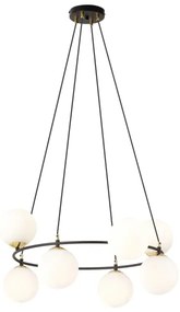 Luster na lanku AZURA 8xE14/10W/230V čierna/biela