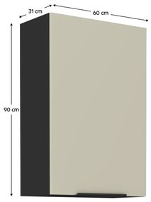 Horná kuchynská skrinka Arikona 60 G 72 1F (kašmír + čierna) . Vlastná spoľahlivá doprava až k Vám domov. 1097048
