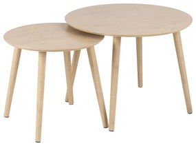 Bambusové okrúhle konferenčné stolíky v prírodnej farbe v súprave 2 ks ø 60 cm Roslin – Actona