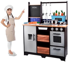 Jokomisiada Detská drevená kuchynka Loft s príslušenstvom a chladničkou