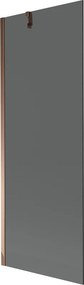 Mexen Next, vaňová zástena 1-krídlová 70 x 150 cm, fixné krídlo, 6 mm šedé sklo, ružové zlato profil, 895-070-000-00-40-60