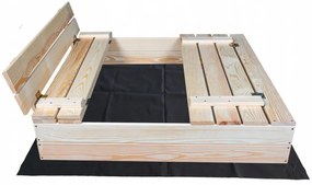 Uzatvárateľné drevené pieskovisko s lavičkami 100 x 100 cm