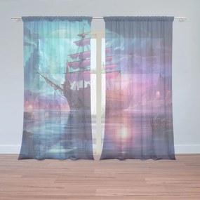 Sablio Záclony Magická plachetnica pod mesiacom: 2ks 150x250cm