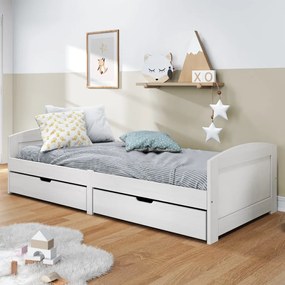 Denná posteľ s 2 zásuvkami IRUN biela 90x200cm masívna borovica 3185208