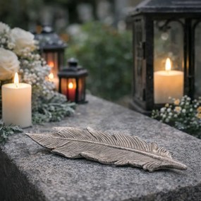 Pietna dekorácia Pierko z anjelských krídiel, polyresin, 16 x 6 x 2 cm