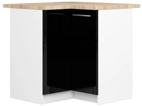 Kuchyňská rohová skříňka Olivie S 90 cm bílá/černý lesk/dub sonoma