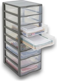 SUNDIS Úložný box s 8 zásuvkami, antracit, OFFICEMIX A4