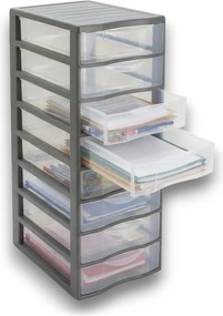 Úložný box s 8 zásuvkami, antracit, OFFICEMIX A4 8A