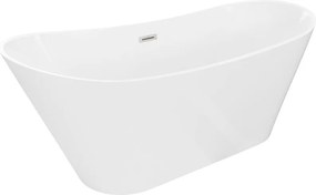 Mexen Dora, voľne stojaca vaňa 150 x 75 cm, biela, prepad brúsený nikel, 52071507500-97