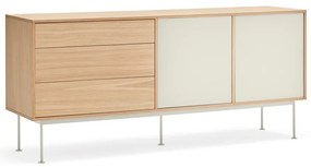 Krémovobiela komoda v dubovom dekore Teulat Yoko, šírka 180 cm