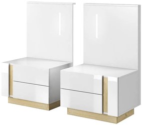 Nočné stolíky s osvetlením Arco dub grandson/biela lesklá