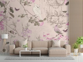 Gario Fototapeta Vtáky a ružové kvety - Andrea Haase Materiál: Vliesová, Rozmery: 100 x 70 cm