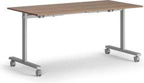 Mobilný stôl MATCH, 160x80 cm, sivá podnož, orech