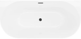 Mexen Oval Slim, voľne stojaca vaňa ku stene 170 x 80 cm, biela lesklá, čierny matný prepad, 52661708000-70